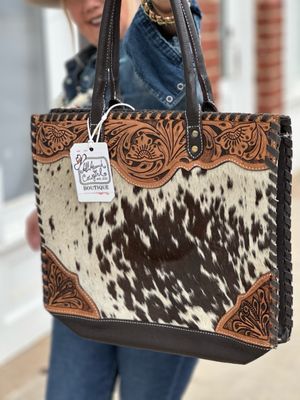 Leather Hair On Hide Western Style Handbag