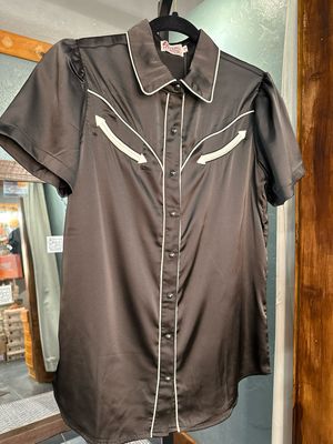 Satin Pearl Snap - Midnight - Short Sleeve