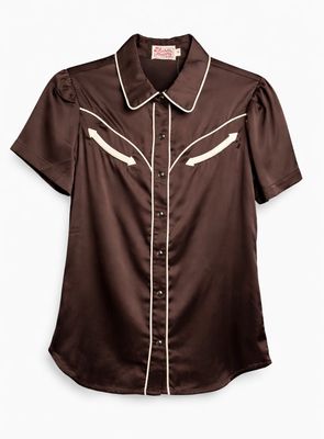 Satin Pearl Snap - Midnight - Short Sleeve