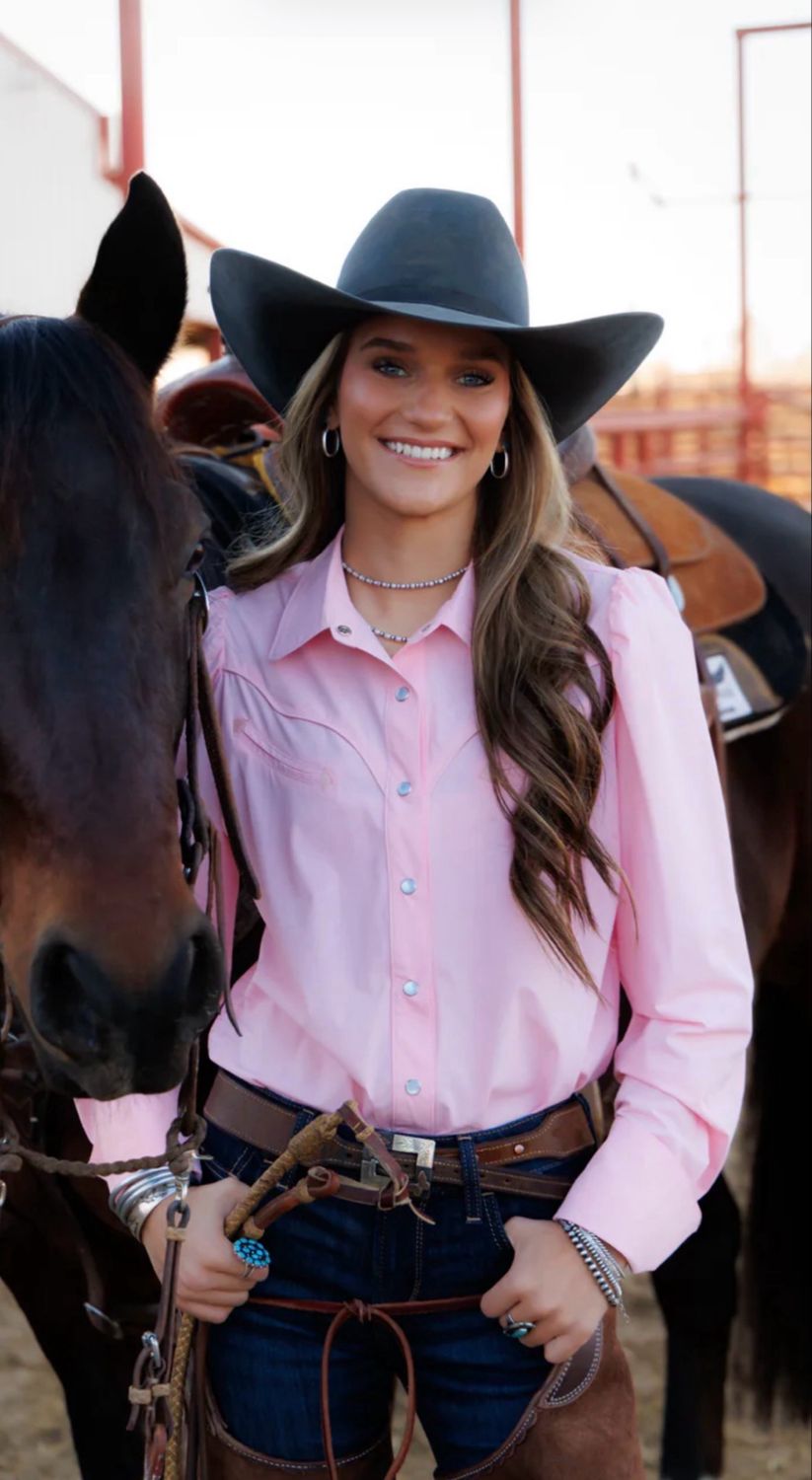 Bubble Gum Buckaroo - Pearl Snap Blouse