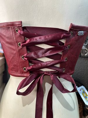 Corset With Concho Chain - Red Wine Color
