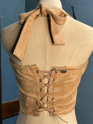 Boot Stitch Halter Corset Top - Camel