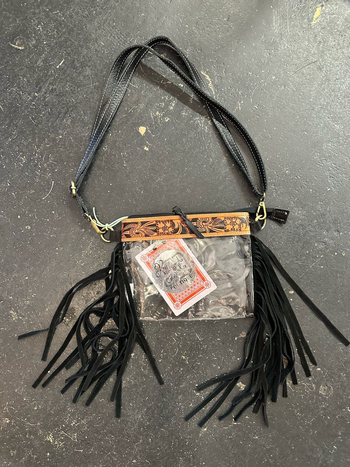 Clear Bag - Leather Fringe