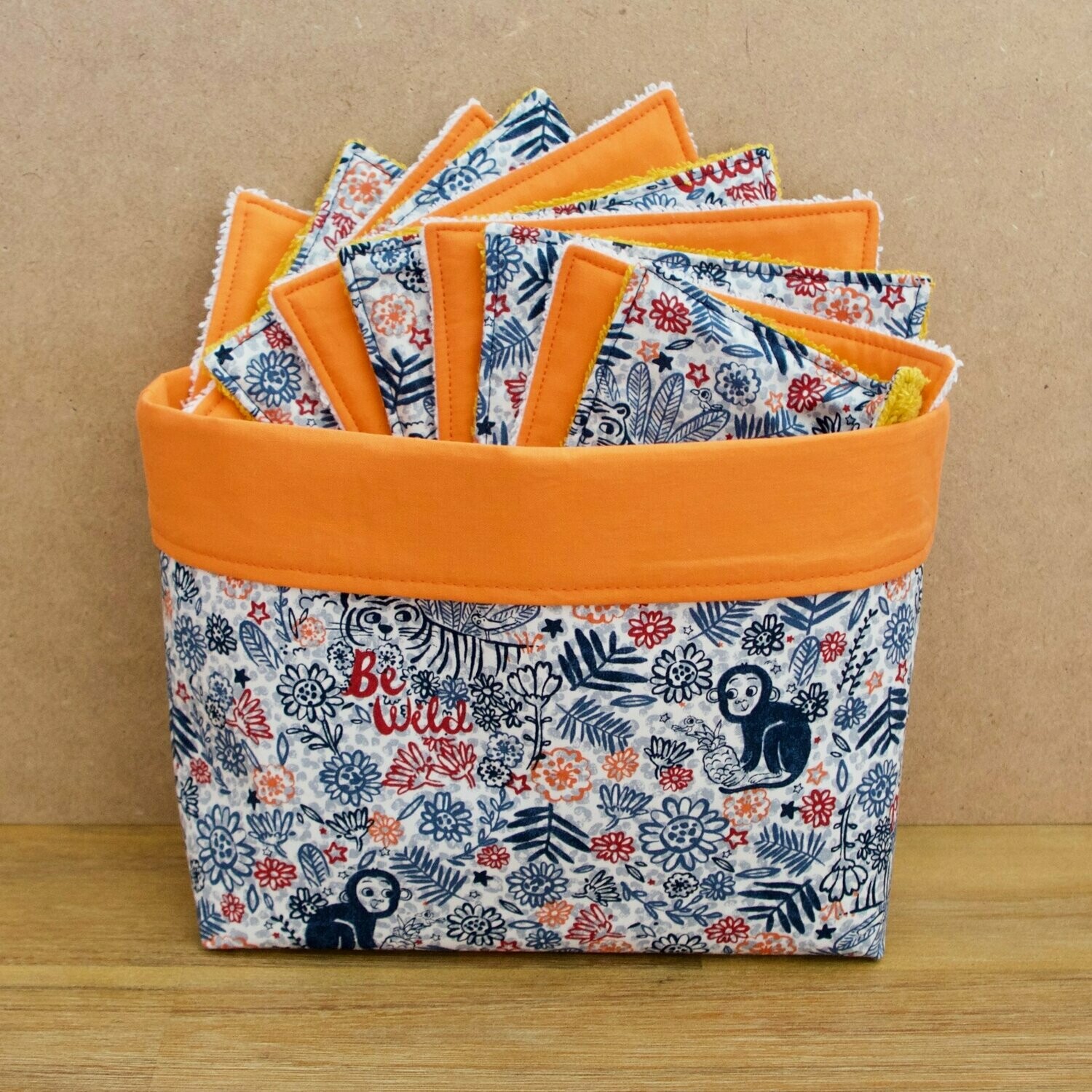 Panière + Lingettes bébé Be Wild/Orange 13x13 cm lot de 10
