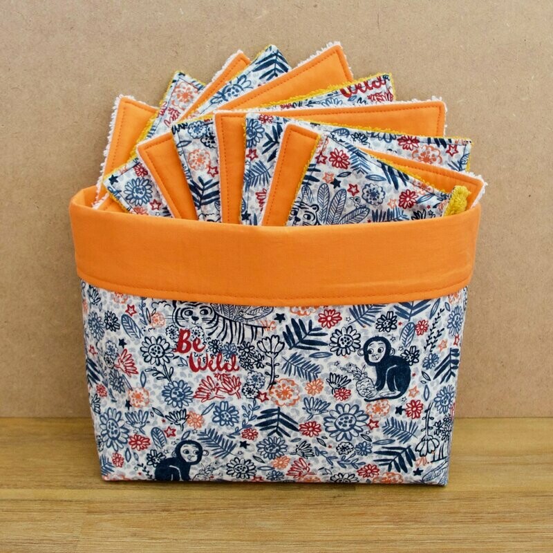 Panière + Lingettes bébé Be Wild/Orange 13x13 cm lot de 10