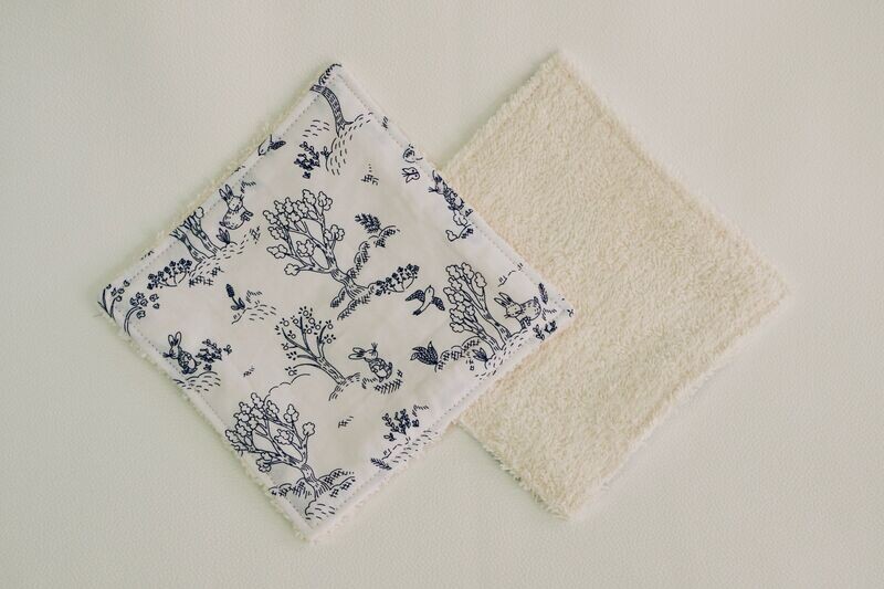 Lingettes bébé Jardin Lapins / Blanc 13x13 cm unité