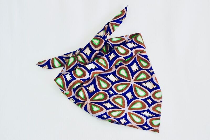Bandana 60x60cm Bleu Grandes fleurs