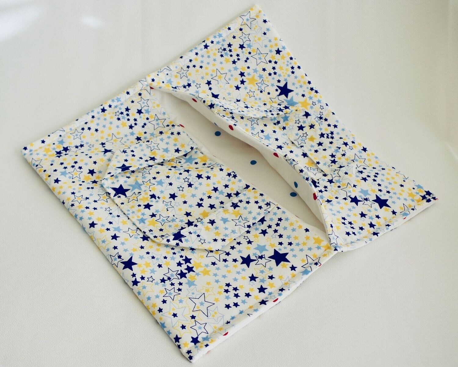 Sac à tarte Etoiles jaunes et bleues / Blanc à Pois rouges et bleus