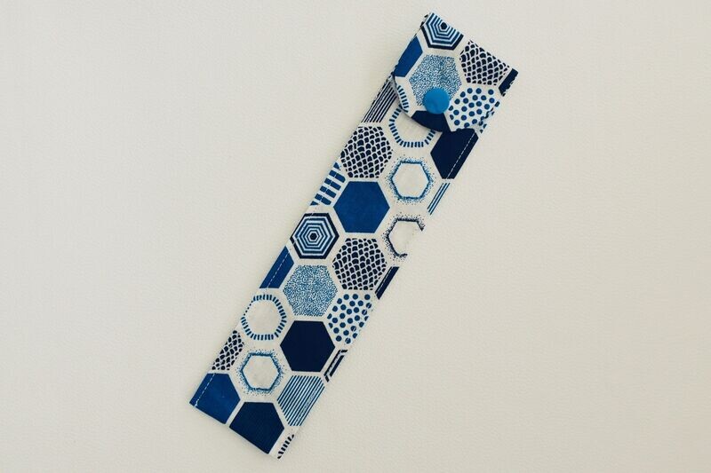 Etui à brosse à dents Hexagones bleus