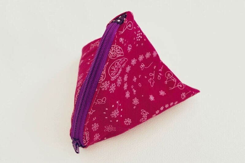 Porte-monnaie berlingo 13x10cm Fushia vélo / Prune à pois blancs / Zip violet