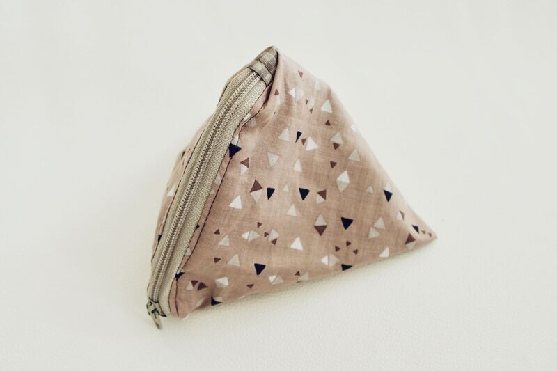 Porte-monnaie berlingo 13x10cm Beige Triangles / Vichy gris / Zip beige