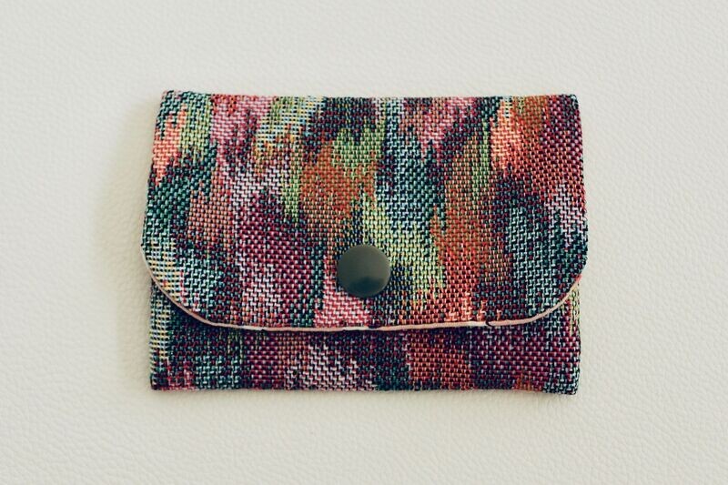 Porte cartes Tapisserie multicolores tons rose / Rose pâle à oiseaux