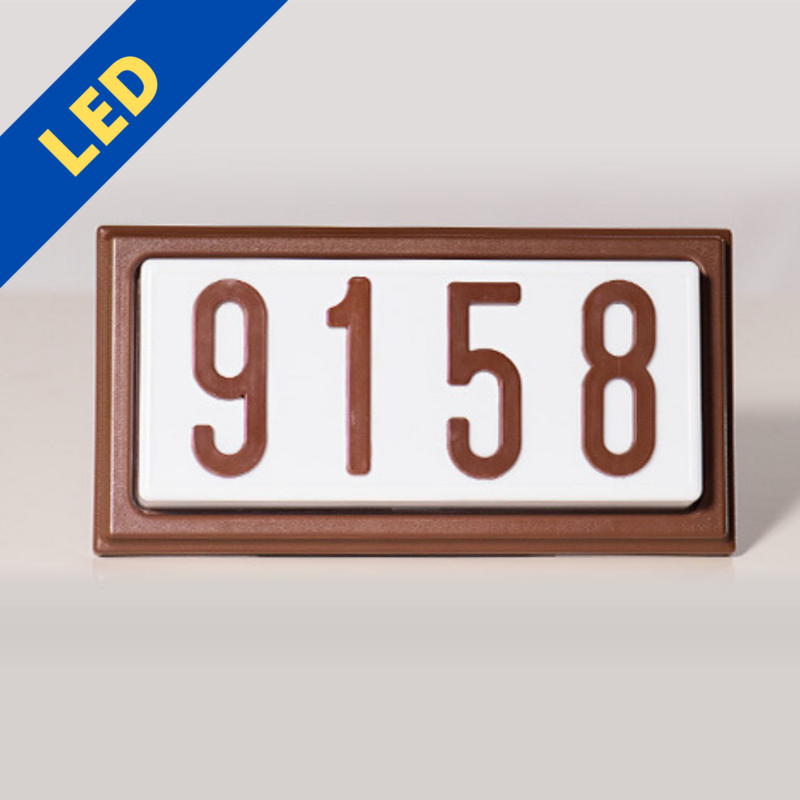 TBR4LEDN - LED Complete Decorative Address Sign - 4" numbers, Brown
