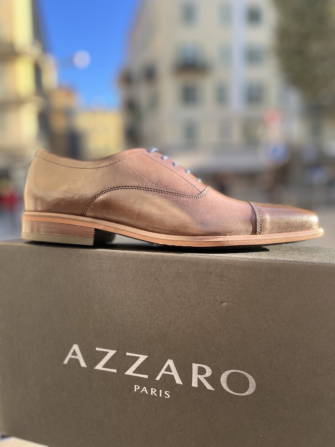 CHAUSSURE CUIR CHATAIGNE AZZARO - MAGASIN CHAUSSURE À NICE