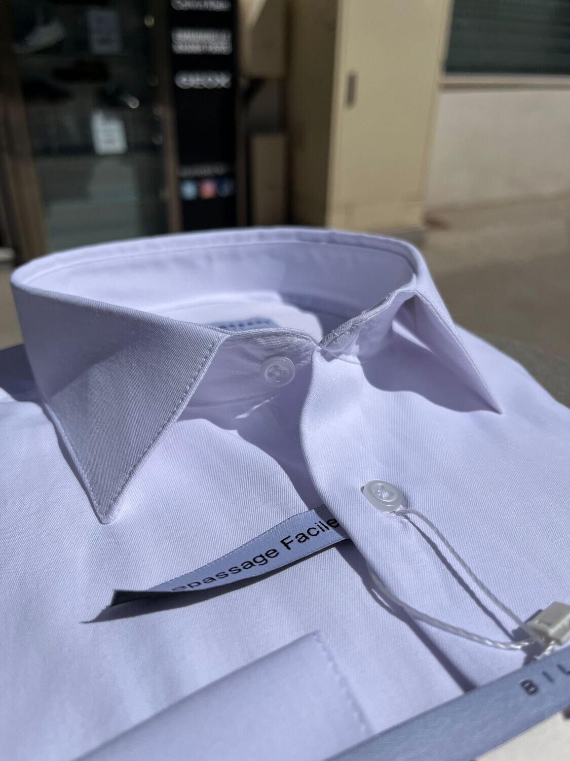 CHEMISE BLANCHE COL ITALIEN SLIM FIT BILL TORNADE À NICE