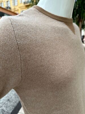 PULL COL ROND BEIGE LAINE CACHEMIRE