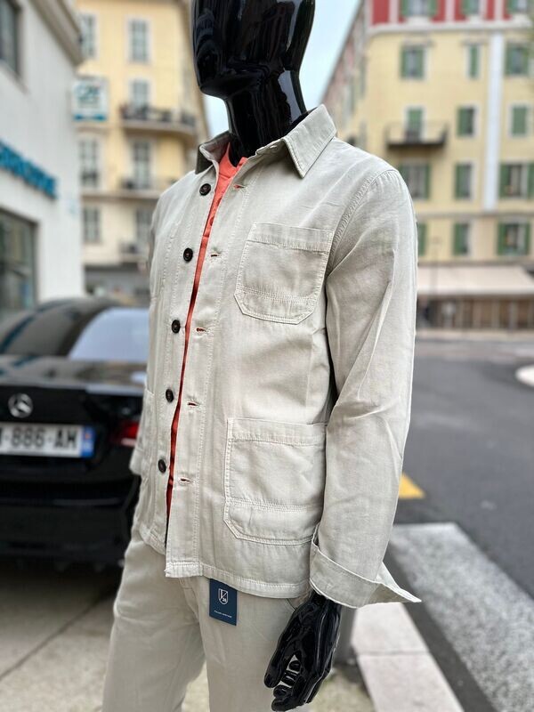 Veste légère à poches plaquées beige 100% coton