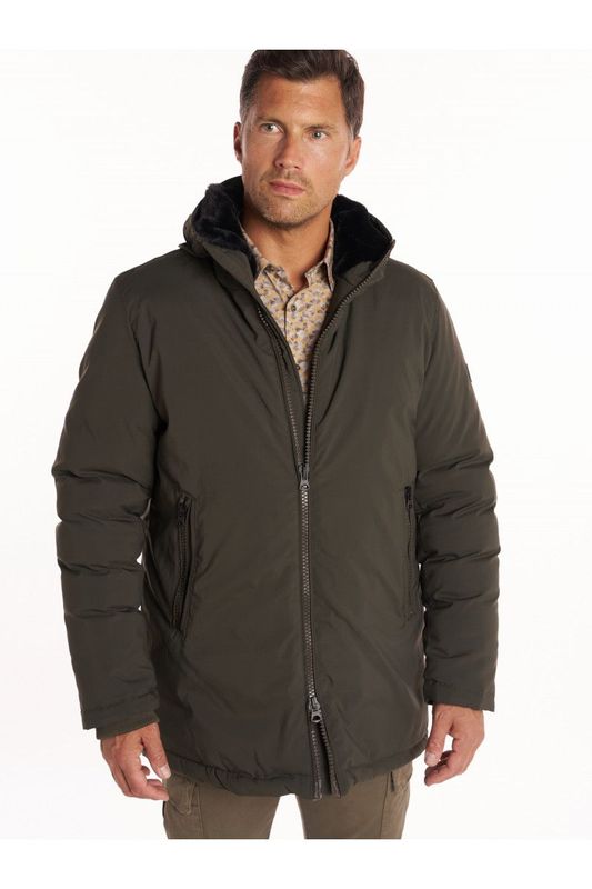 Parka mi longue à capuche La Squadra Kaki