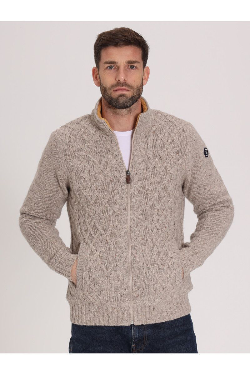 Blouson maille doublé confort zippé beige chiné La Squadra