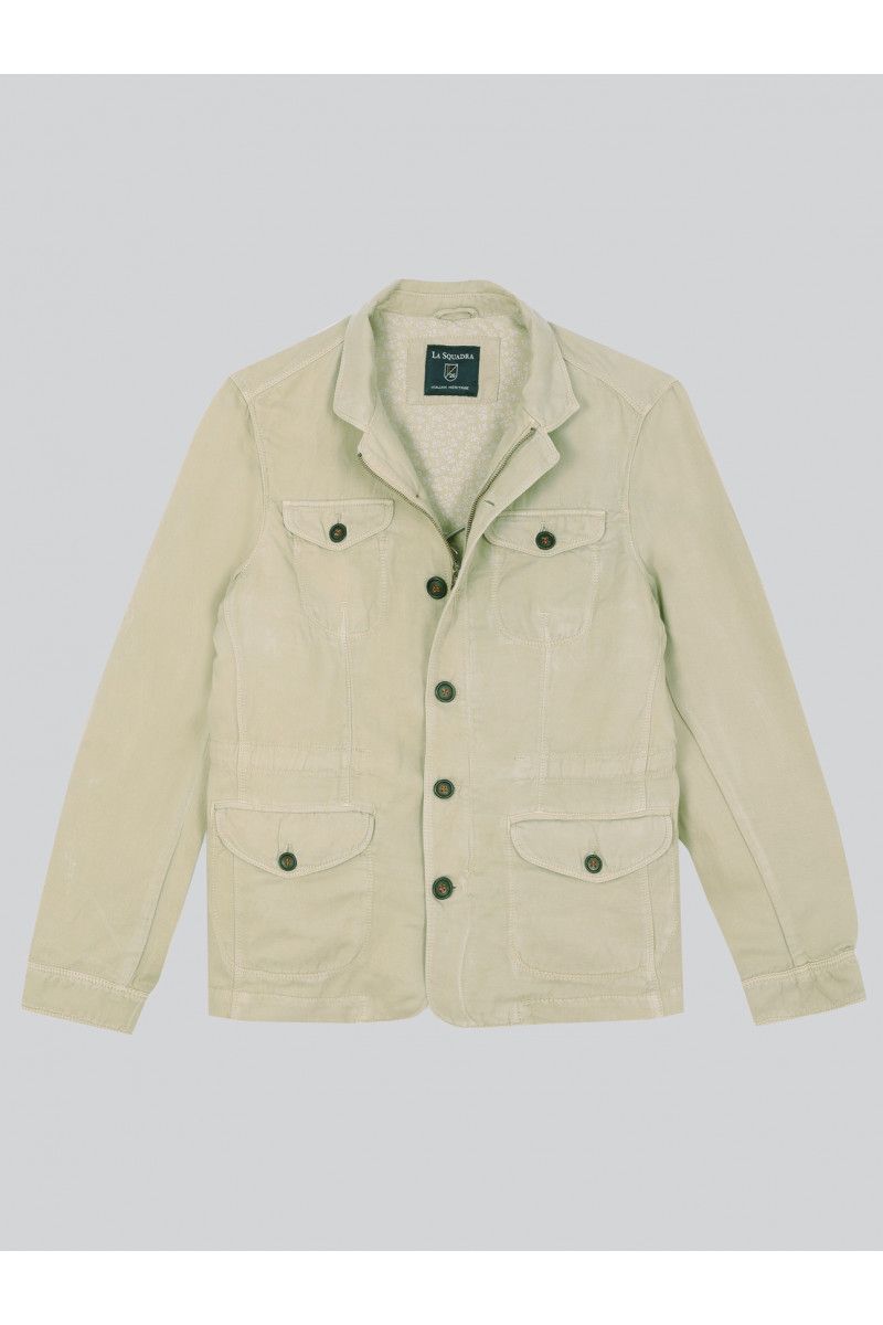 Saharienne unie coton et lin beige La Squadra