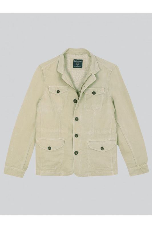 Saharienne unie coton et lin beige La Squadra