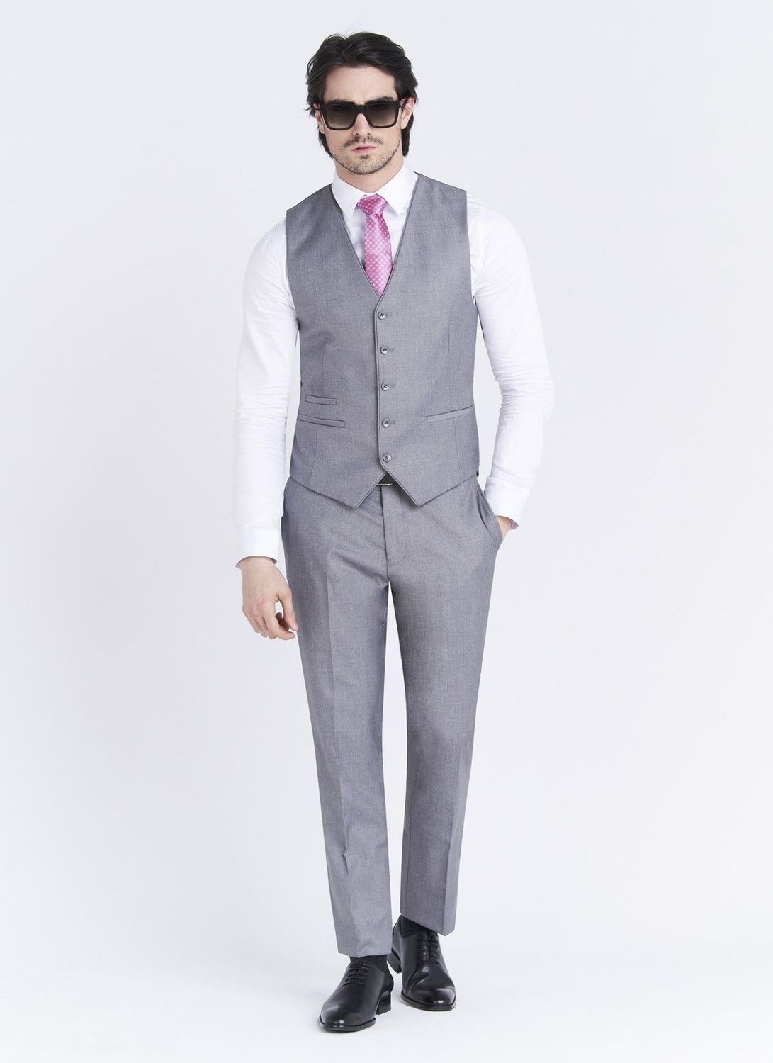 Gilet slim fit Sevenson gris clair