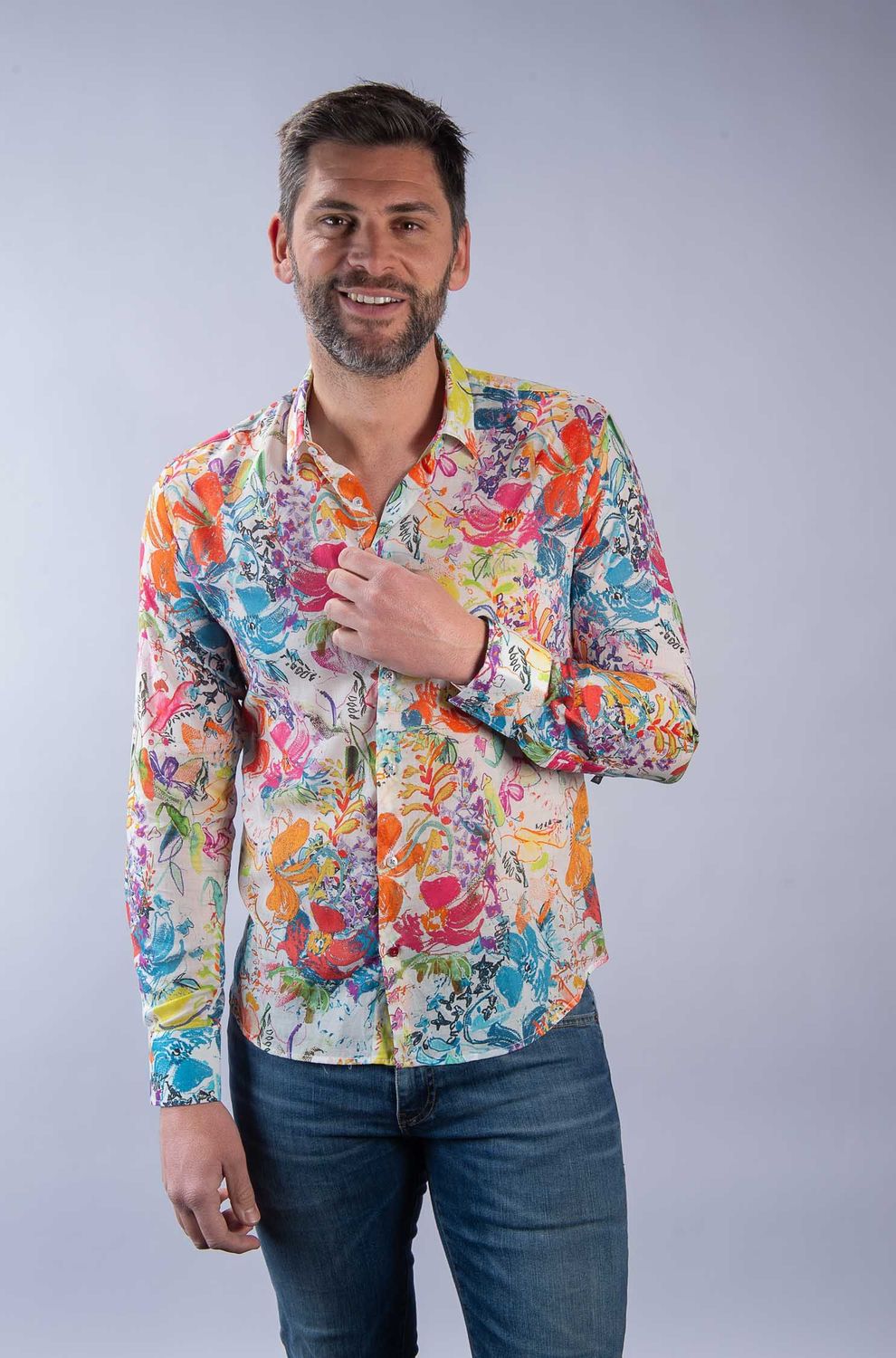 Chemise pur Voile de coton Motif  Floral La Cible Rouge