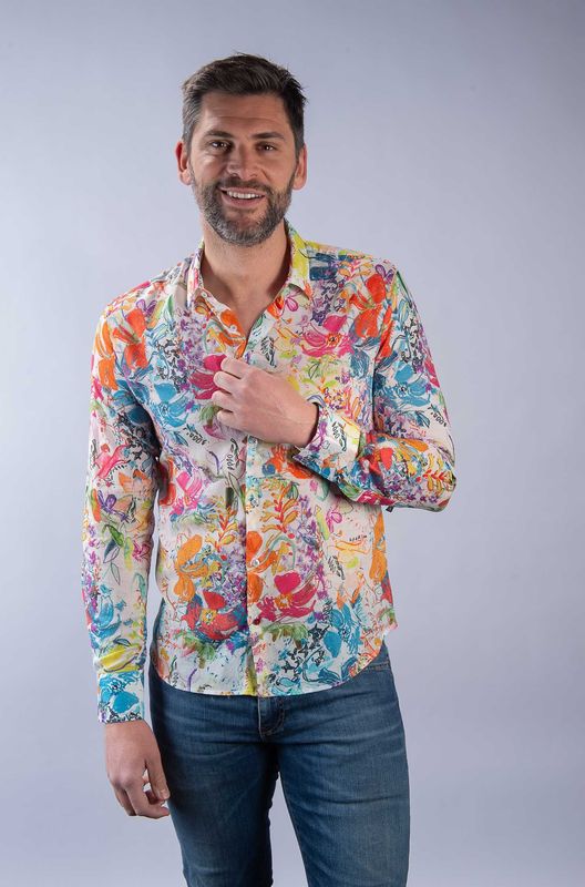 Chemise pur Voile de coton Motif  Floral La Cible Rouge