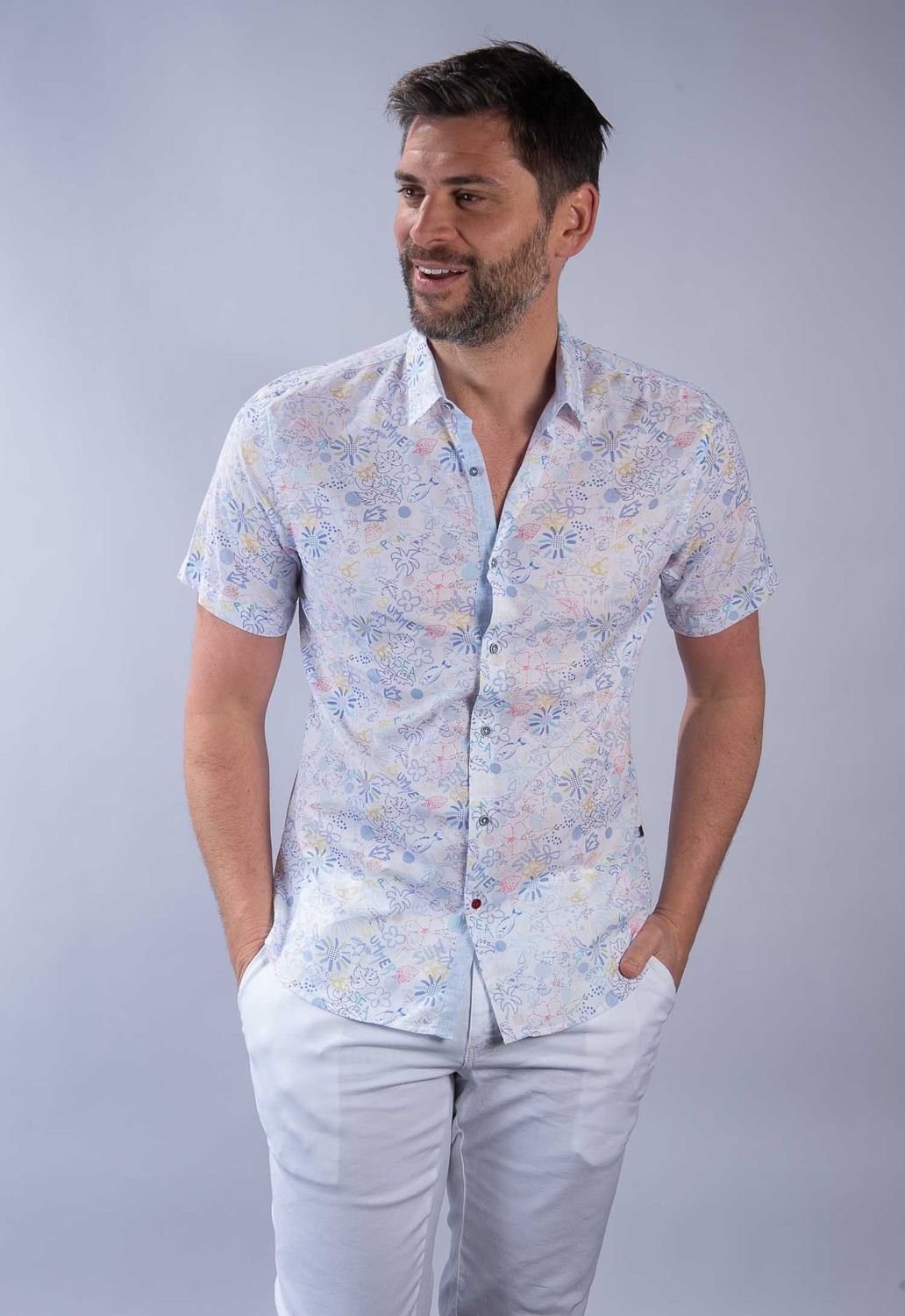 Chemisette en Voile de coton slim fit à Motifs La Cible Rouge