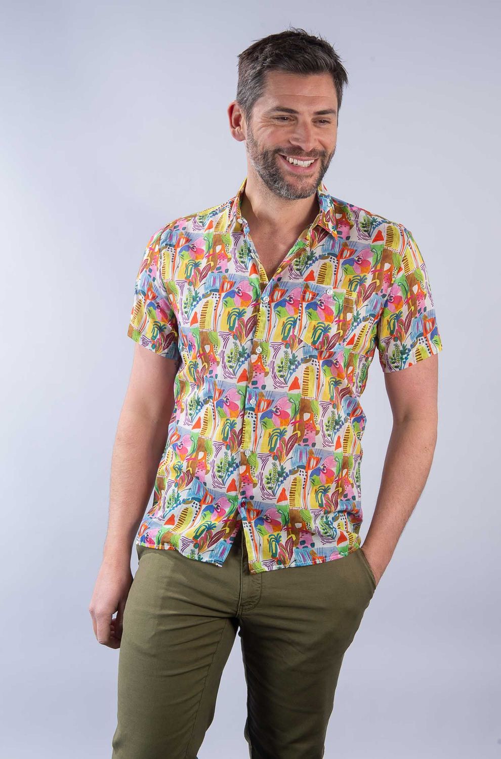Chemisettette en Voile de coton slim fit à Motif La Cible Rouge