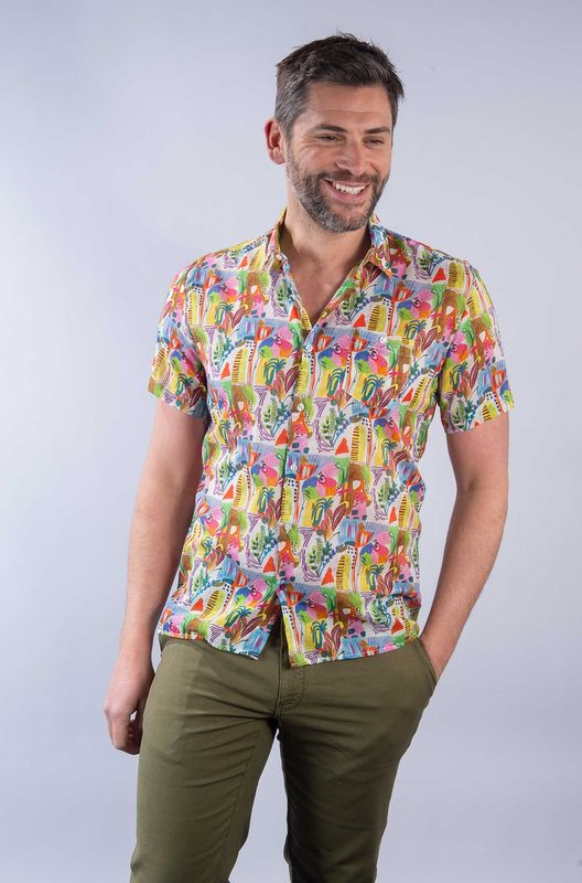 Chemisettette en Voile de coton slim fit à Motif La Cible Rouge