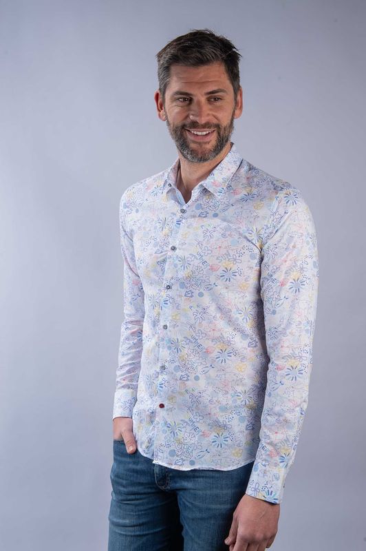 Chemise en Voile de coton slim fit à Motifs La Cible Rouge