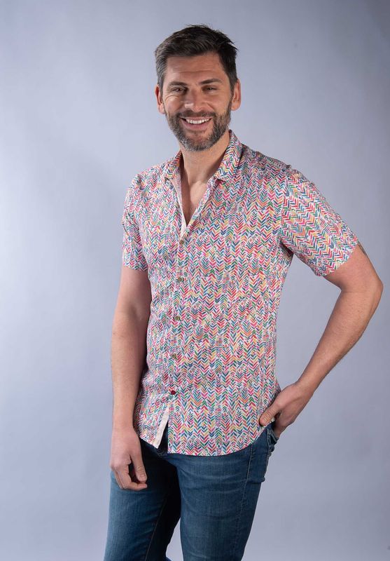 ​Chemisette slim fit La Cible Rouge en Voile de coton à Motifs