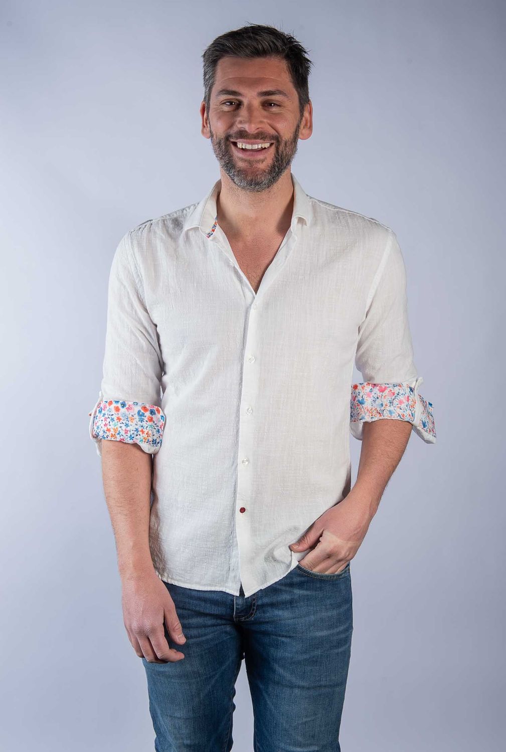Chemise slim fit La Cible Rouge en coton uni