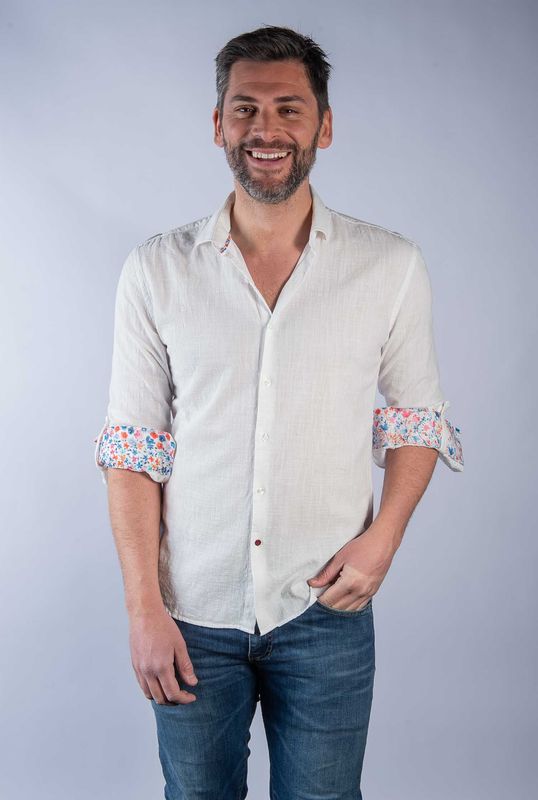 Chemise slim fit La Cible Rouge en coton uni