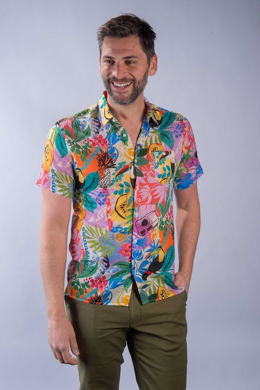 Chemisette slim fit en Voile de coton fantaisie La Cible Rouge