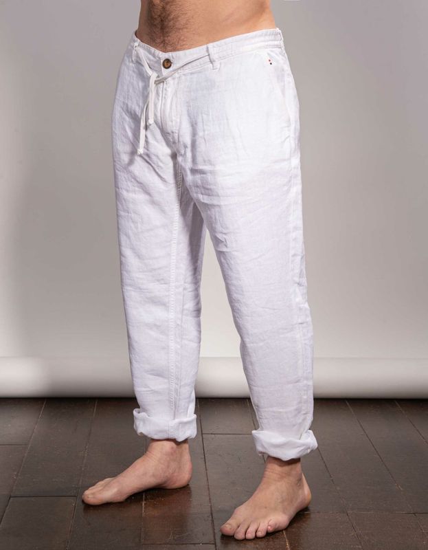 Pantalon en lin blanc La Cible Rouge
