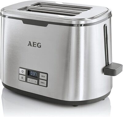 AEG tostapane Premium Line Serie 7 AT 7800 / HighContrast LCD Display / Countdown tostapane / 7 gradi di doratura / rialzo per panini / 2 dischi / acciaio inossidabile