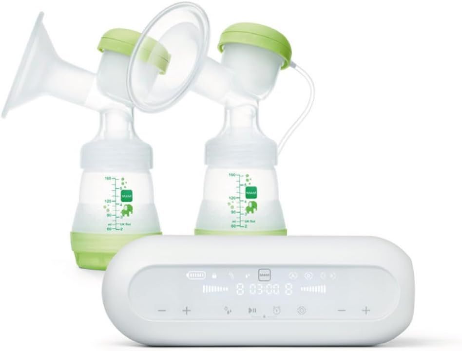 MAM Tiralatte 2in1 Doppio Elettrico E Manuale, Contiene 1 Coppa Di Silicone Morbida, 2 Biberon Easy Start Anti-colic 160ml Con Tettarelle Misura 1, 2 Contenitori Per Latte E Alimenti