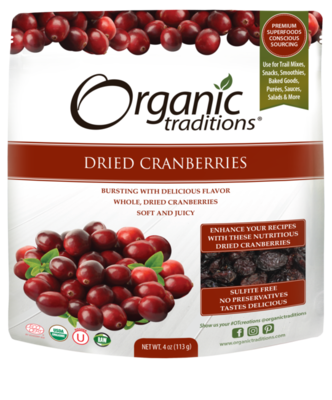 Organic Traditions - Dried Cranberries - 113g