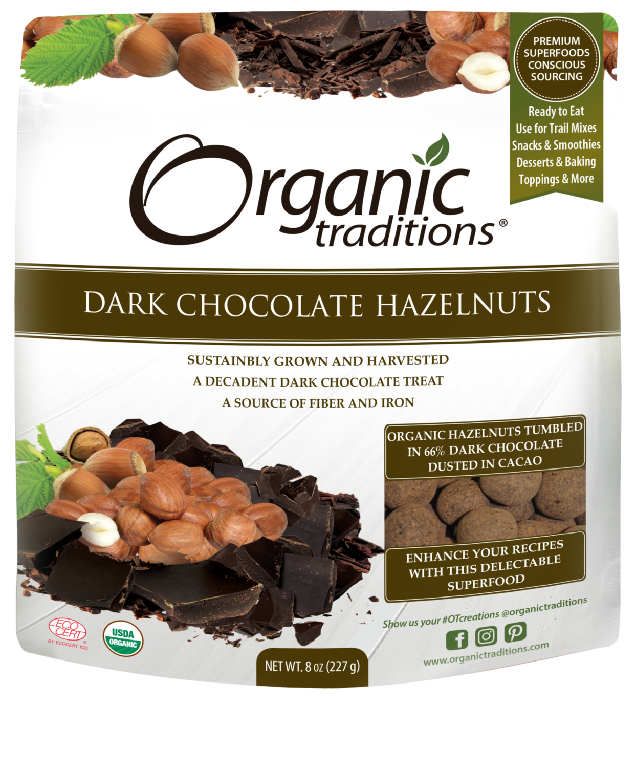 690023 Organic Traditions - Dark Chocolate Hazelnuts 227g
