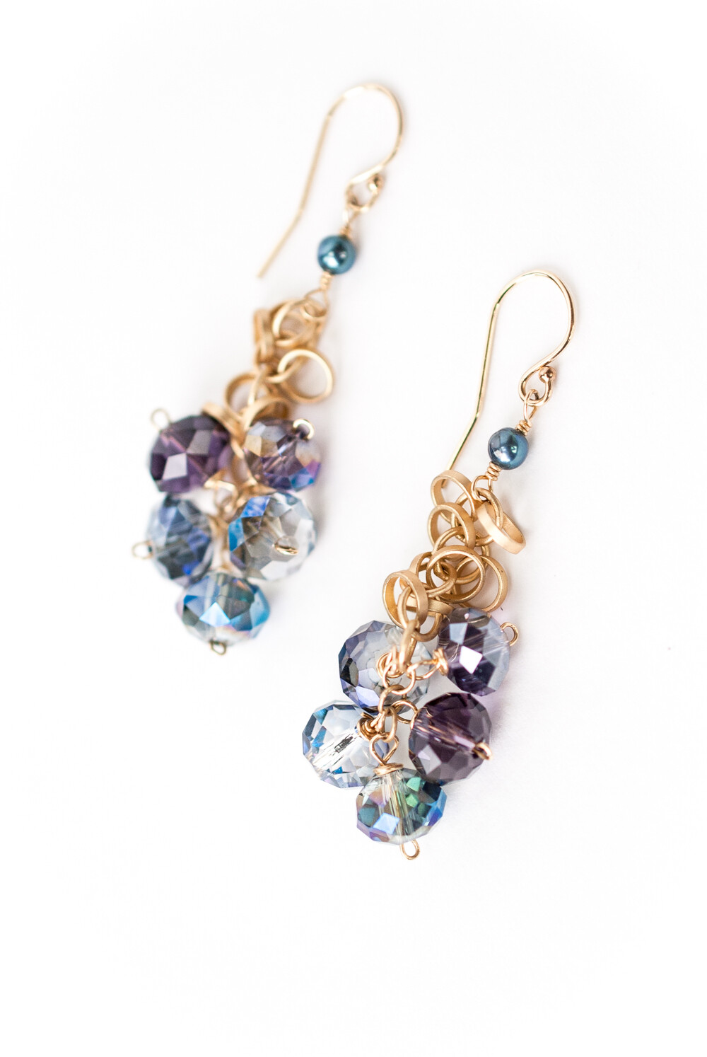AV Midnight Dangle Cluster Gemstone Earrings #mid003e