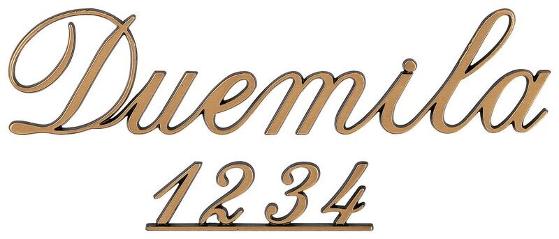 Buchstabe aus Bronze - zusammenhängend Buchstabe aus Bronze - zusammenhängend "Duemilo"
Dicke: 3mm