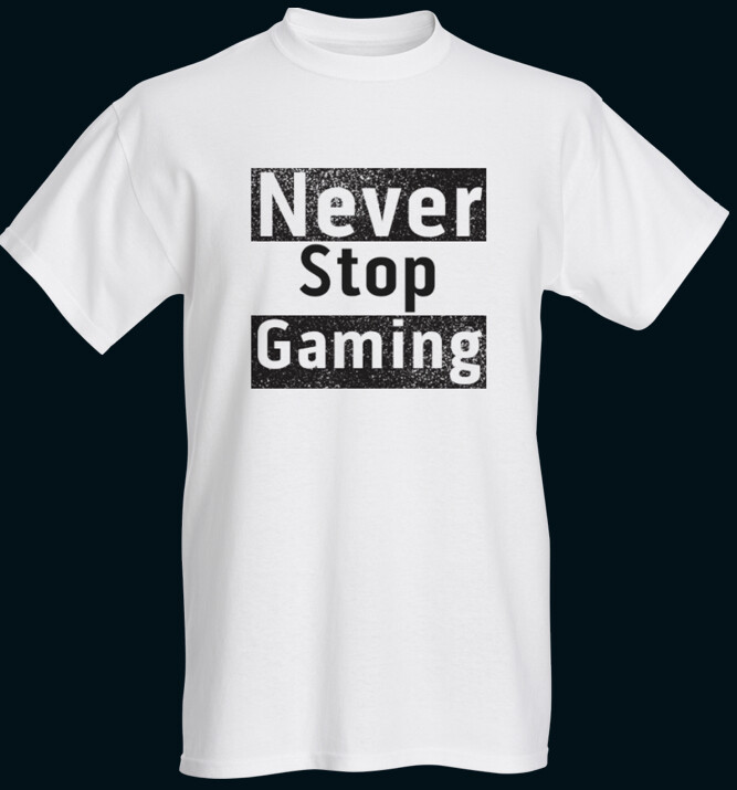 Never Stop Gaming men’s t-shirt