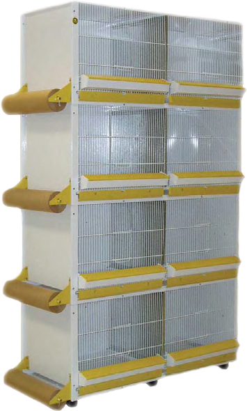 JAULA- VOLADERO PA-3 (MOD. LP-1 Y MOD. LP-2) CON PATAS AMPLIACIÓN 
(CON FRENTE DE COMEDERO CORRIDO)