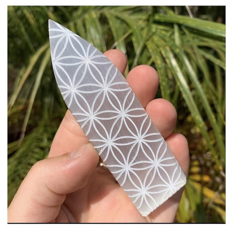 Selenite with Flower of Life Pattern