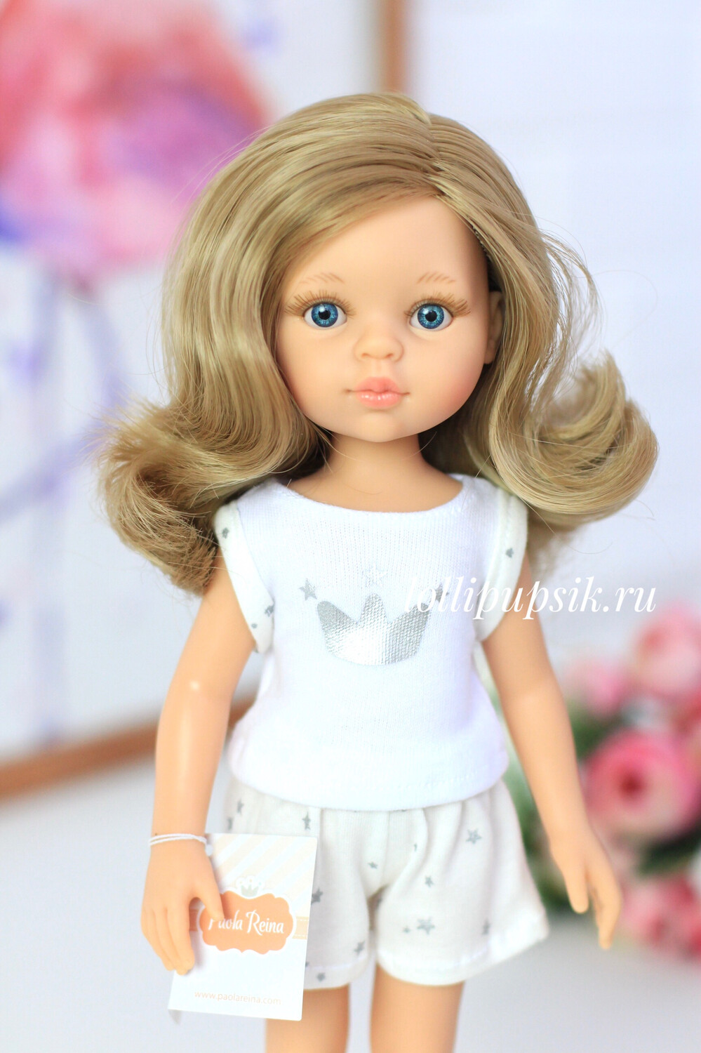 Кукла Карла с волосами по пояс в пижаме, с голубыми глазами (Паола Рейна), 34 см