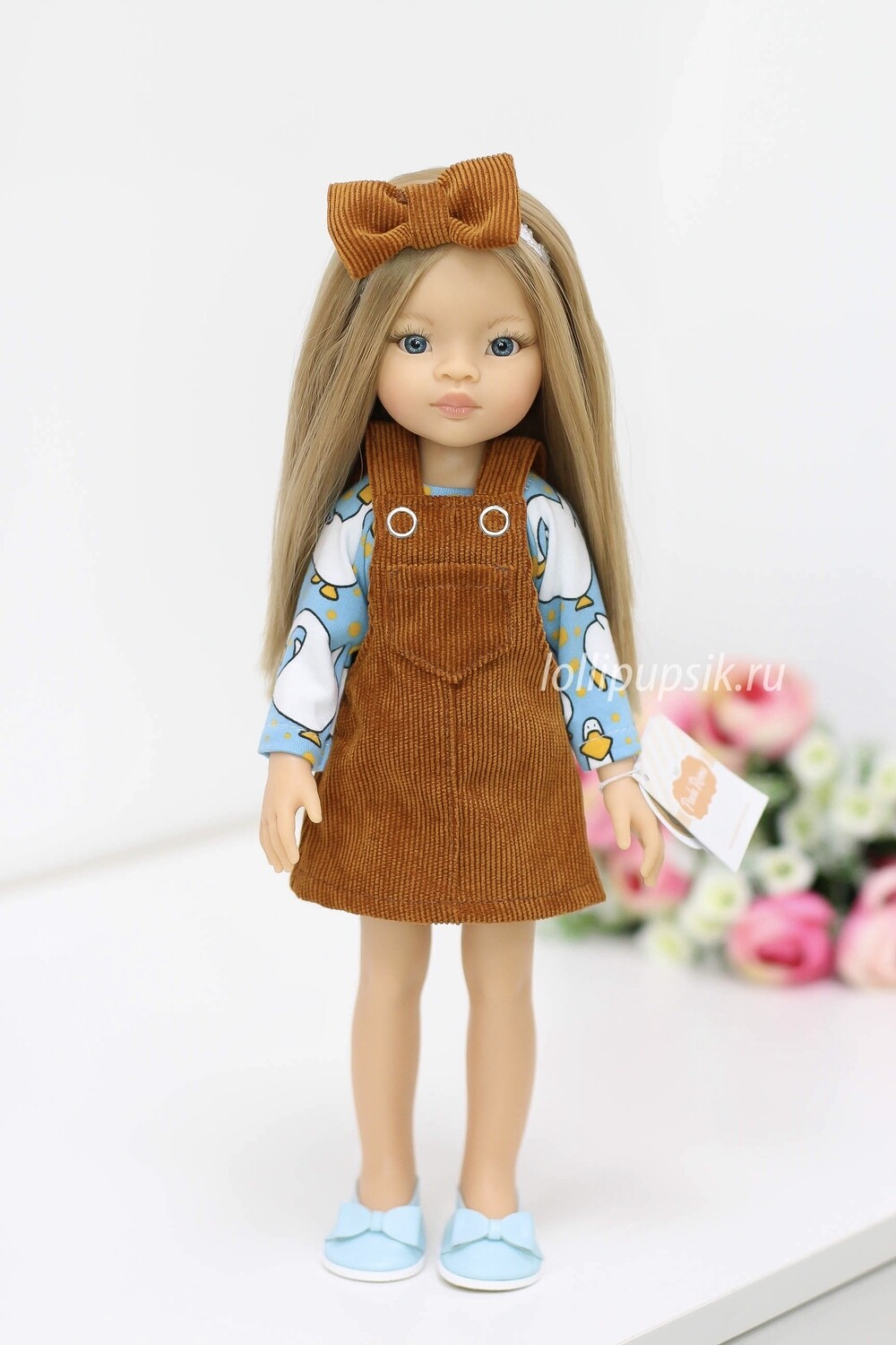 Кукла Маника с волосами по пояс, с голубыми глазами с стильном наряде  (Паола Рейна), 34 см