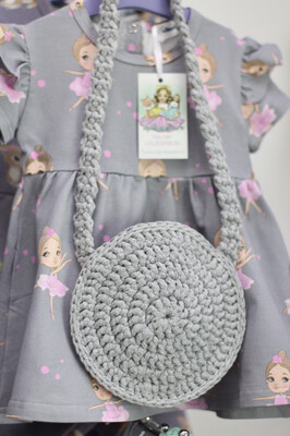 Плетеная детская сумочка ручной работы, цвет серый