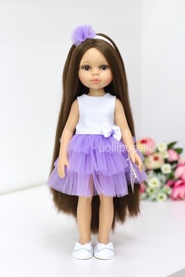 Кукла Кэрол Рапунцель в платье с фиолетовой пачкой (пижама в комплекте) Paola Reina